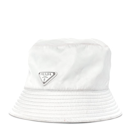 Prada Re-Nylon Metal Triangle Logo Womens Bucket Hat M White 1 of 6