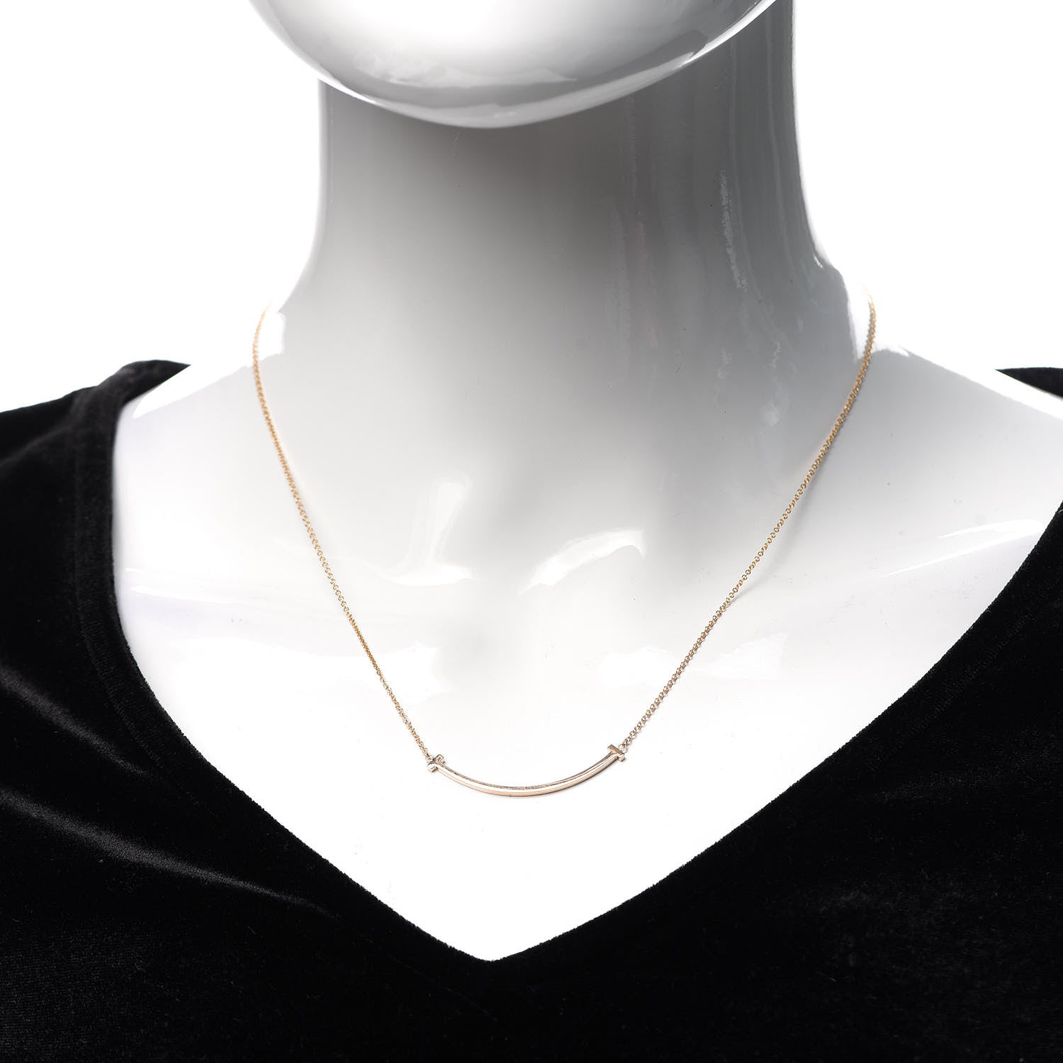 Tiffany 18K Rose Gold Small T Smile Pendant Necklace 2 of 6