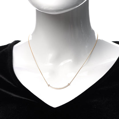 Tiffany 18K Rose Gold Small T Smile Pendant Necklace 2 of 6