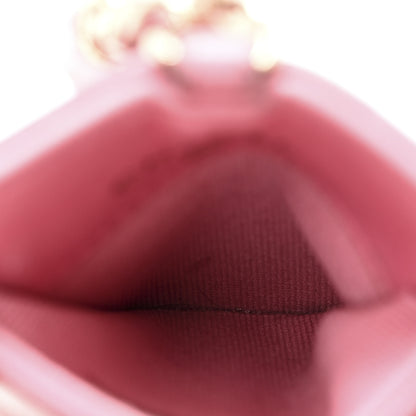 Chanel Lambskin Quilted Enamel Chanel Card Holder On Chain Pink 5 of 8