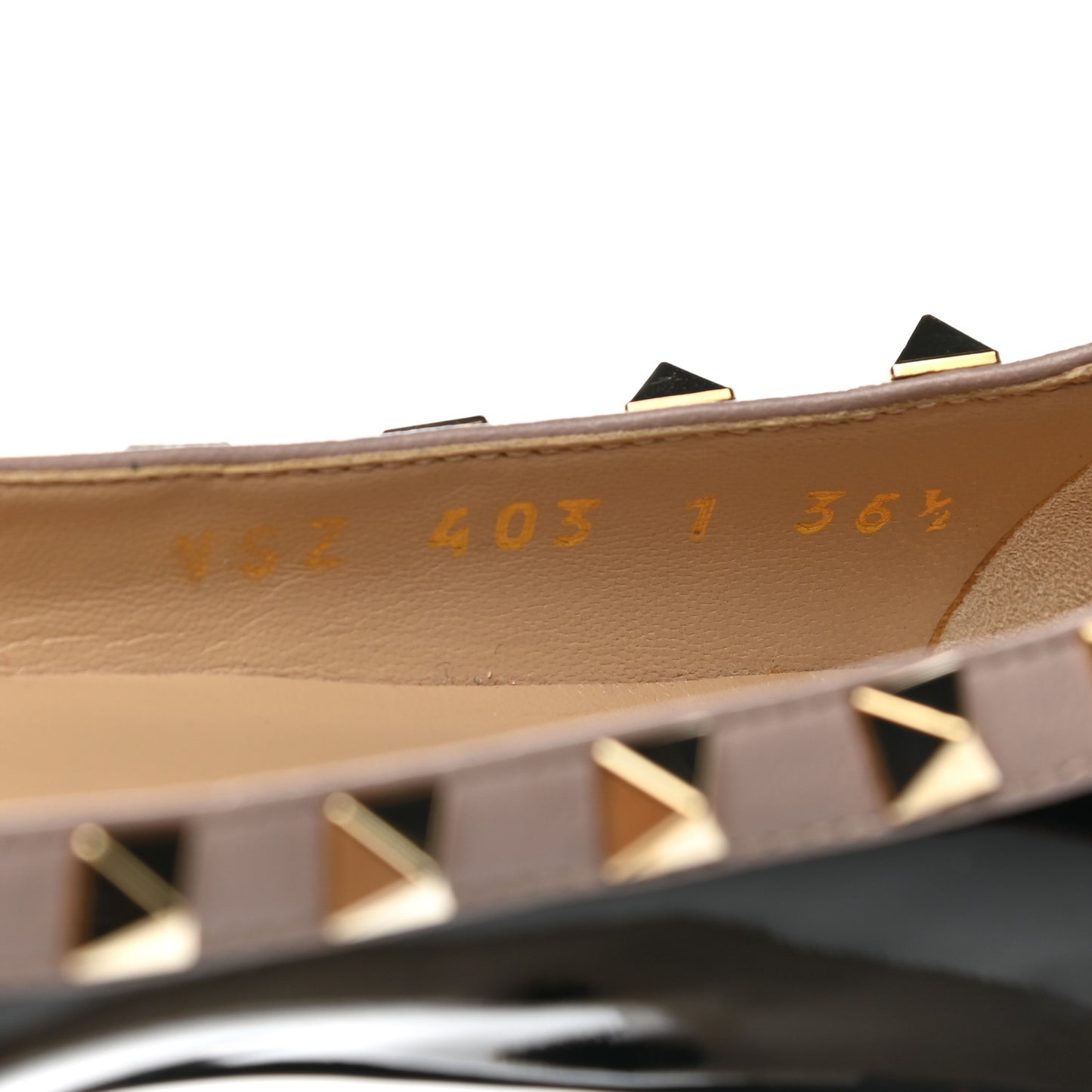 Patent Nappa Rockstud Ballerina Flats 36.5 Black Poudre