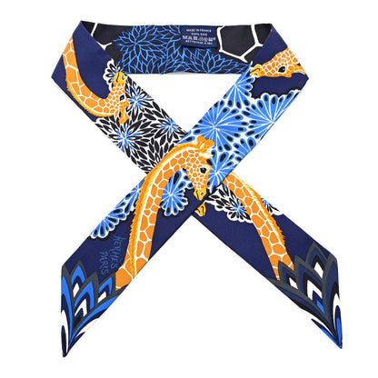 Hermes Silk The Three Graces Twilly Bleu Nuit Gold Black 1 of 4