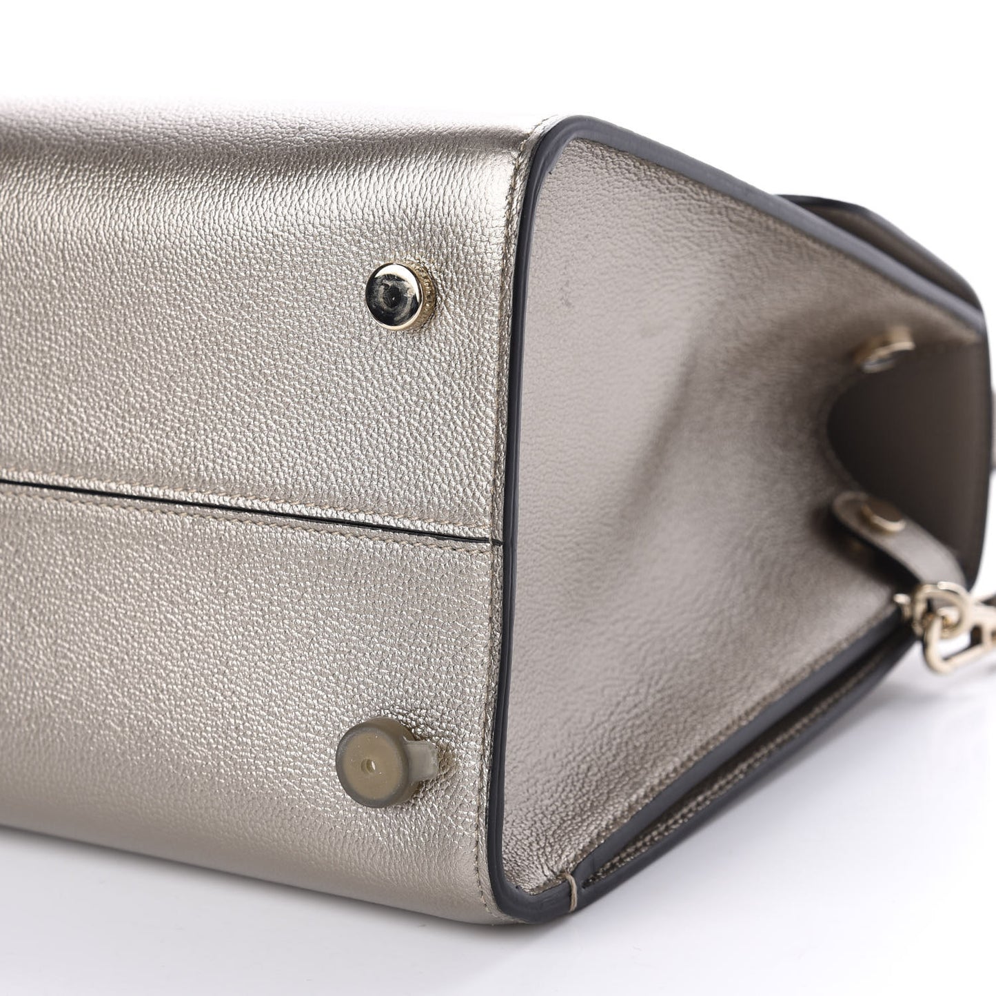 Metallic Grained Calfskin Medium Diorever Flap Gold