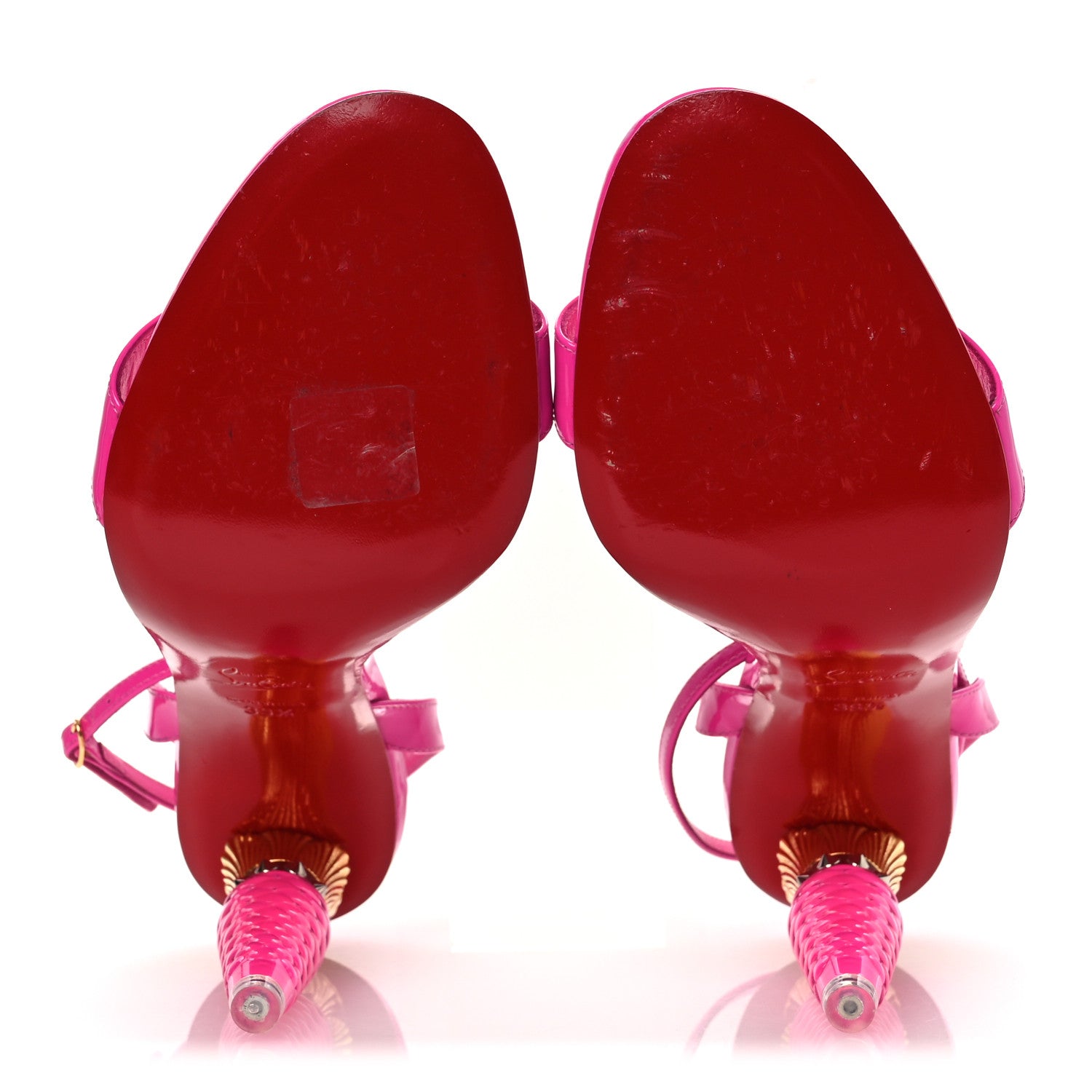 Christian Louboutin Patent Glossy Lipgloss Queen 100 Sandals 39.5 Fuchsia 7 of 11