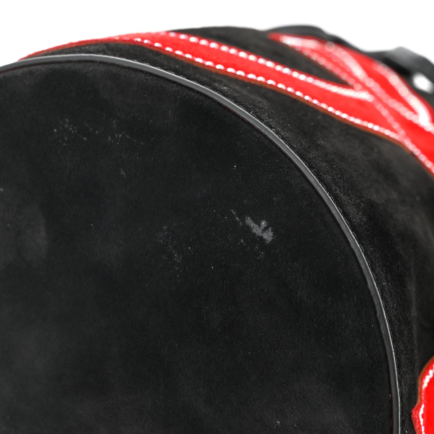 Christian Louboutin Suede Strass Love Marie Jane Bucket Black Red 10 of 11