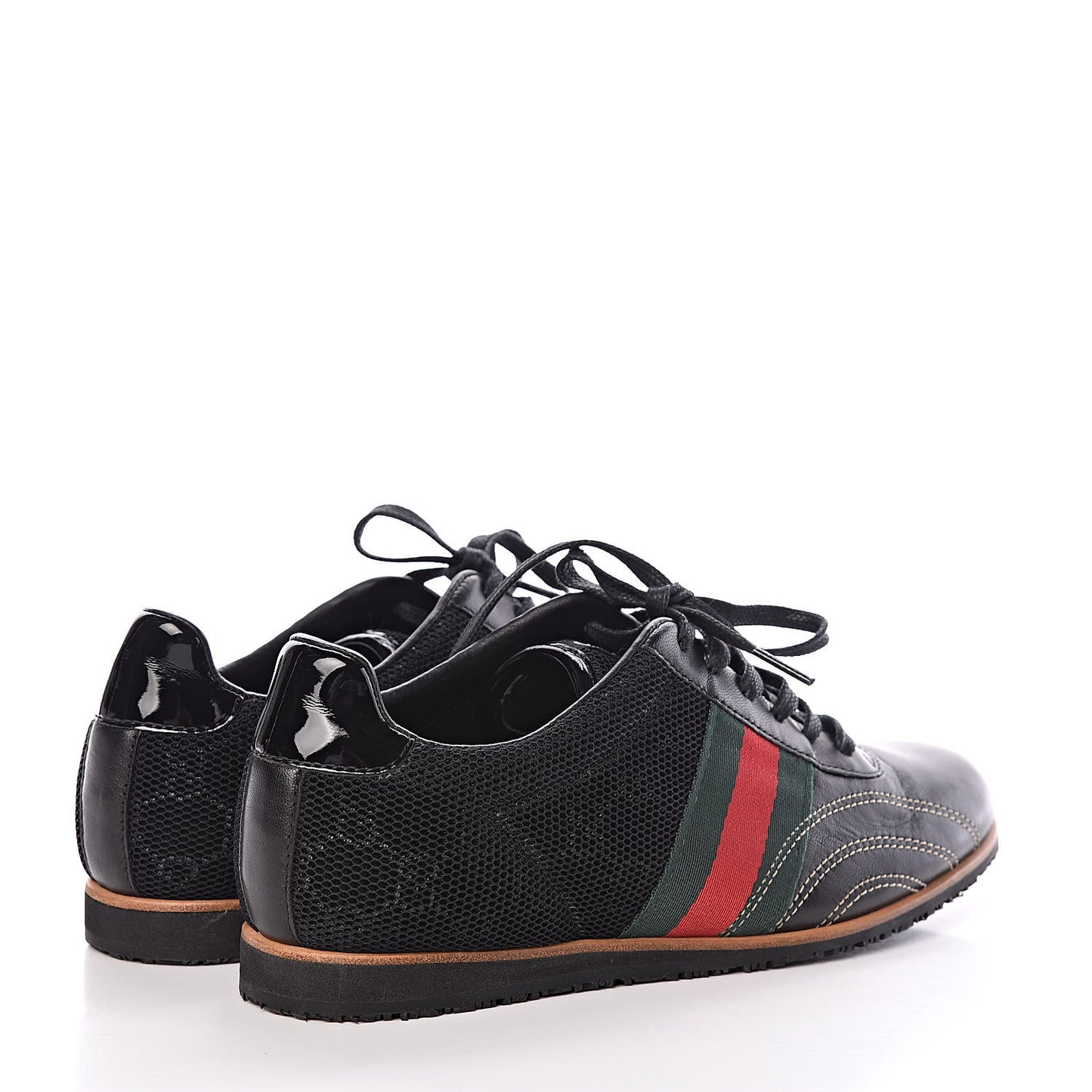 Calfskin Mesh Web Sneakers 35 Black