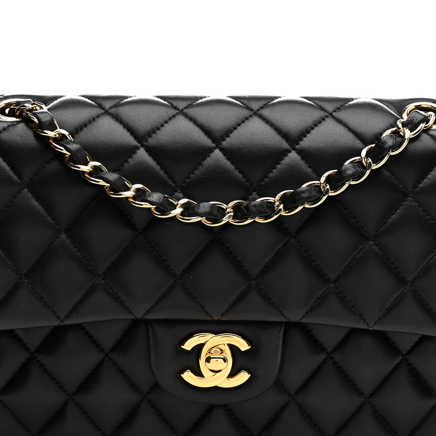 Chanel Lambskin Quilted Medium Double Flap Black 8 of 13