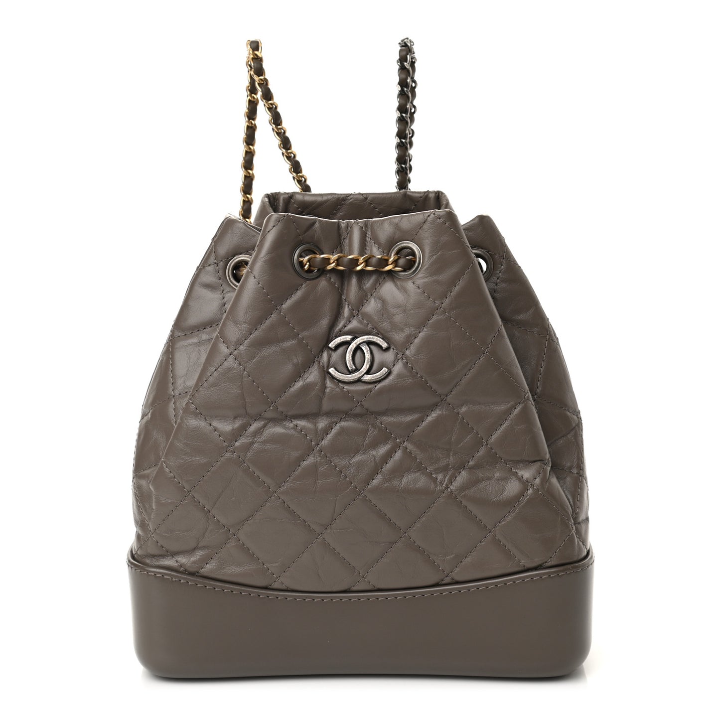 Aged Calfskin Quilted Small Gabrielle Backpack Grey