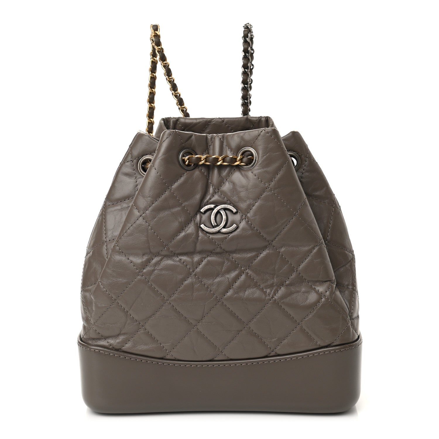 Chanel Aged Calfskin Quilted Small Gabrielle Backpack Grey 1 of 10