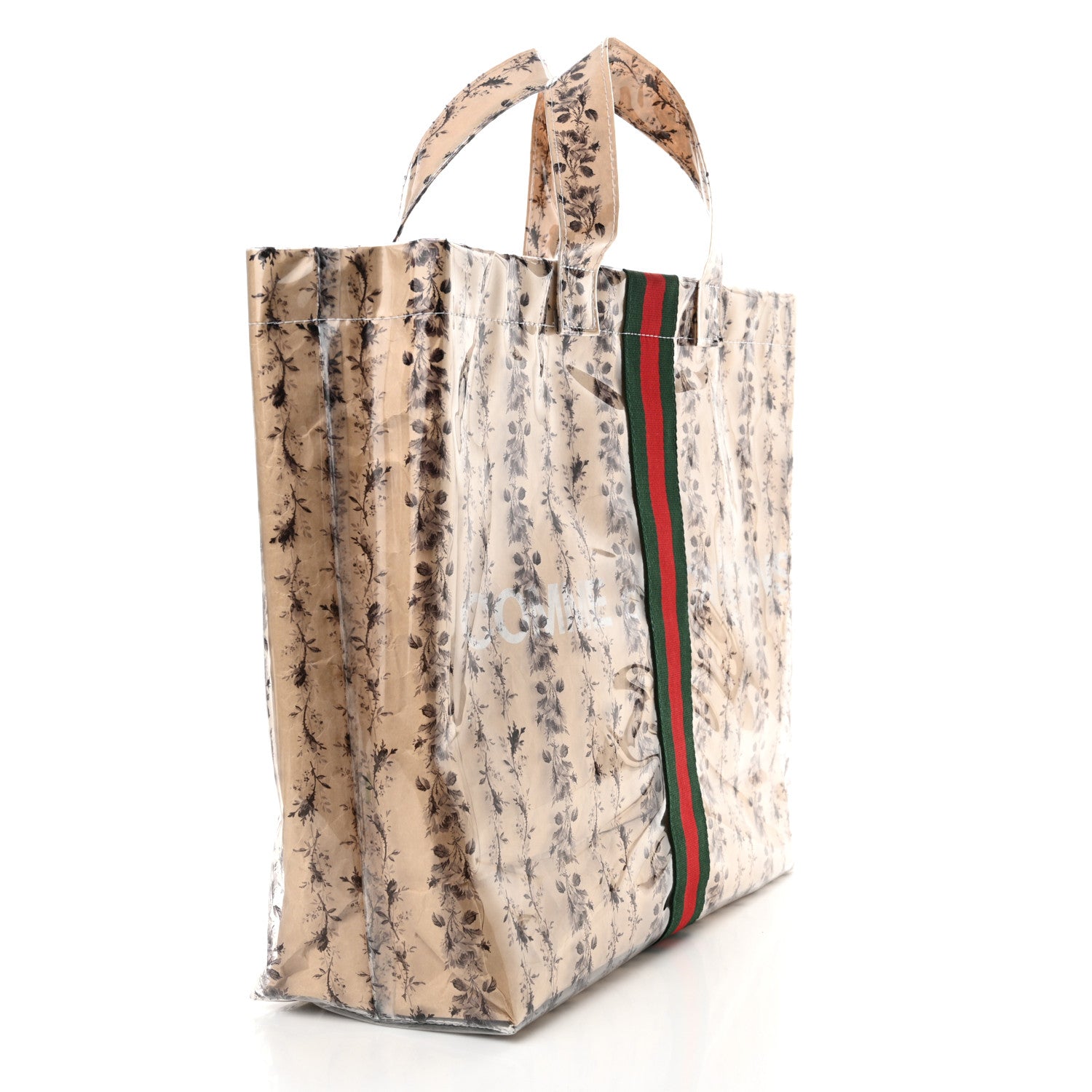 Gucci X COME DE GARCONS Plastic Web Floral Paper Shopper Tote 3 of 11