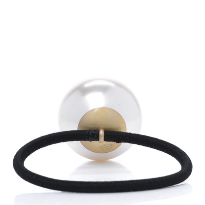 Chanel Pearl CC Hair Tie Black White 3 of 5
