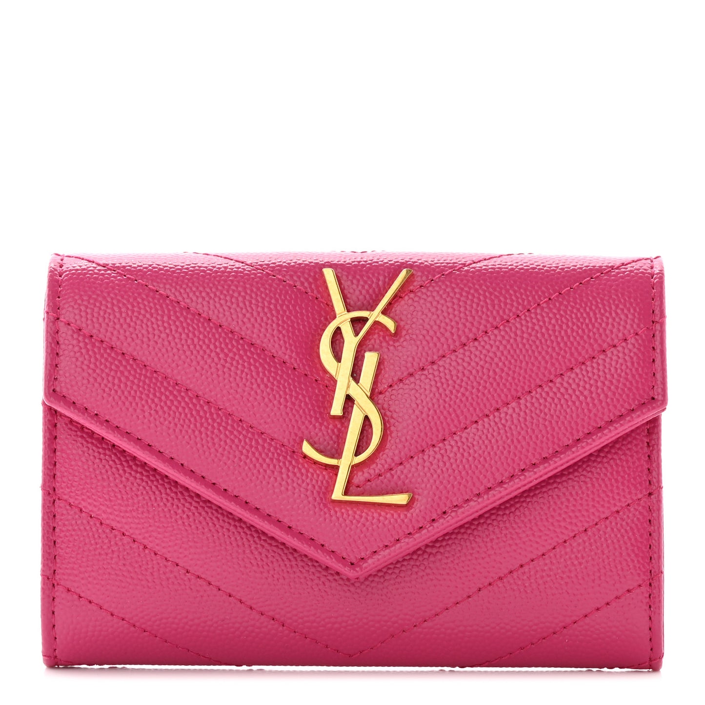 Grain De Poudre Matelasse Chevron Small Monogram Envelope Wallet Bubblegum