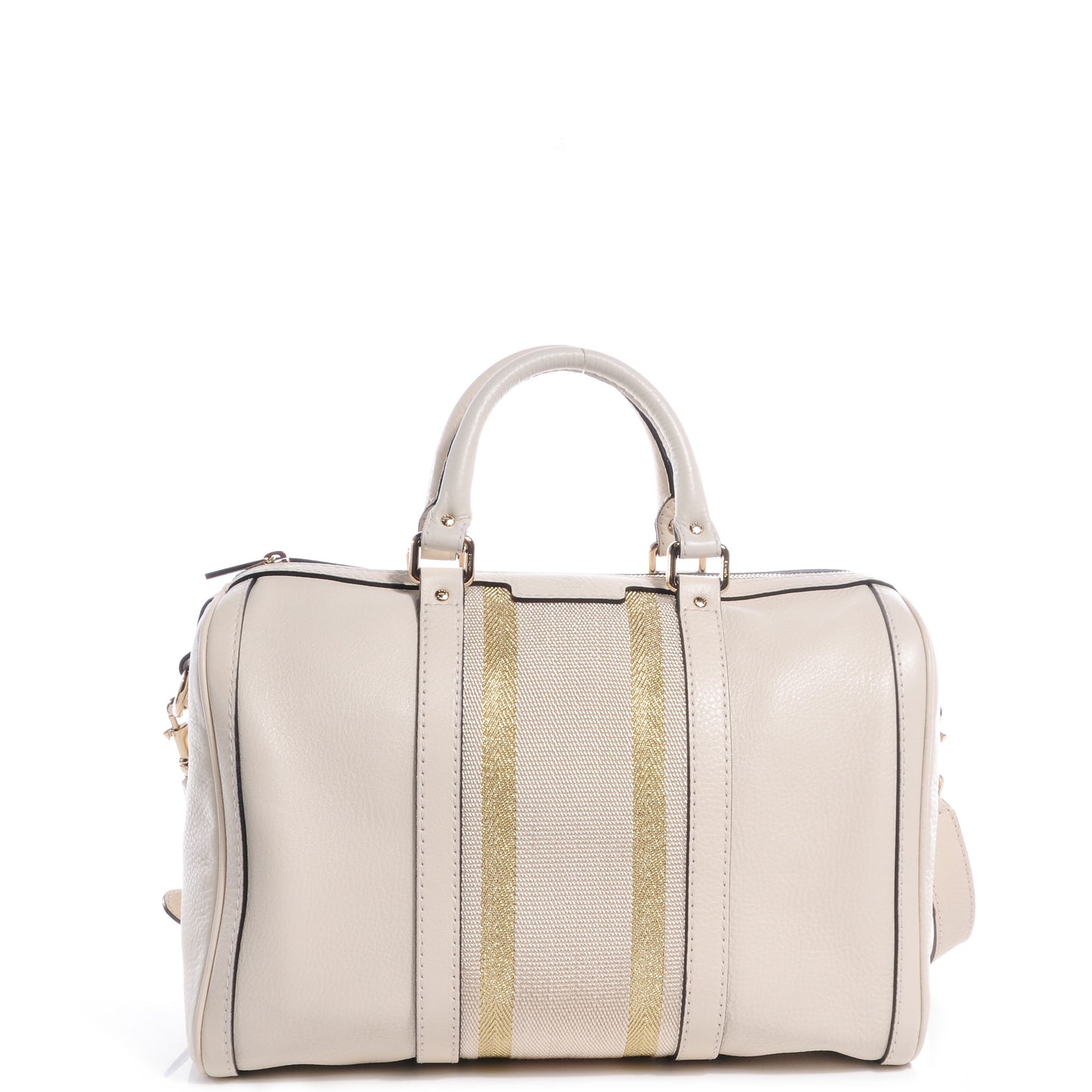 Leather Vintage Web Medium Boston Off White