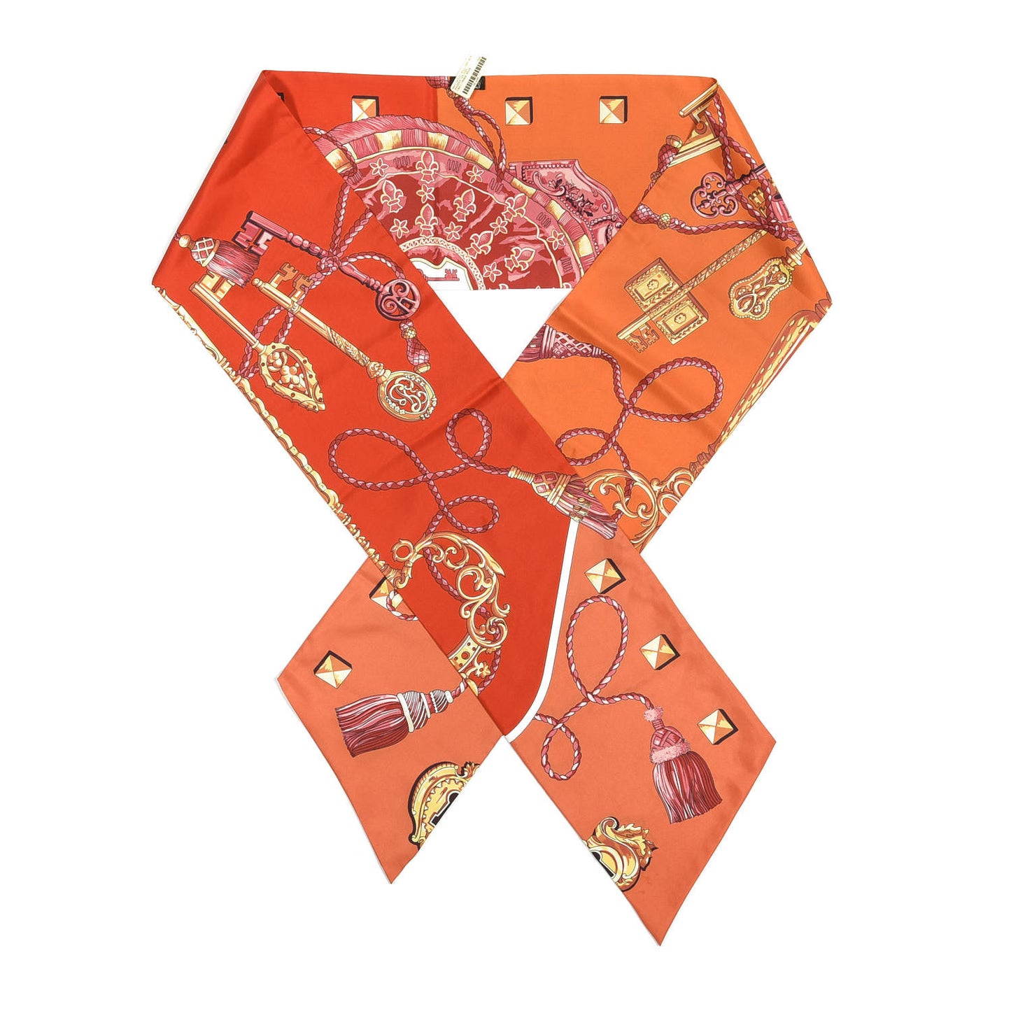 Silk Les Cles Maxi Twilly Cut Corail Orange Rouge