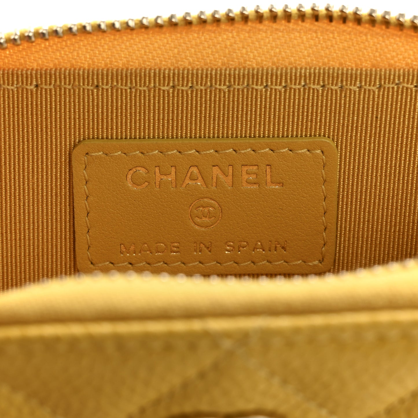 Caviar Quilted Zip Coin Purse Yellow
