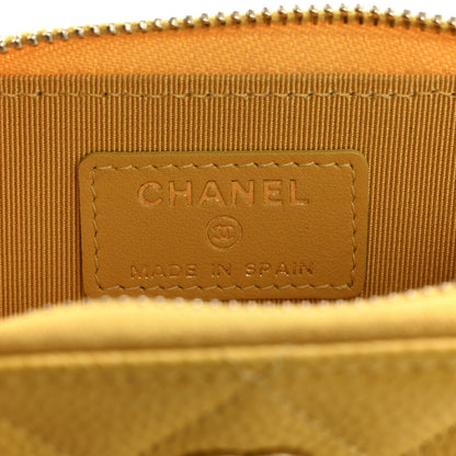 Chanel Caviar Quilted Zip Coin Purse Yellow 6 of 9