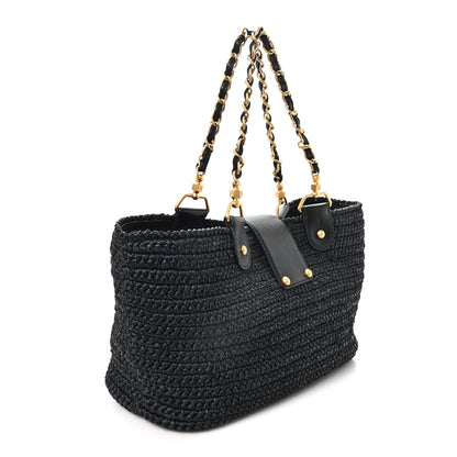 Chanel Straw Raffia Tote Black 3 of 12