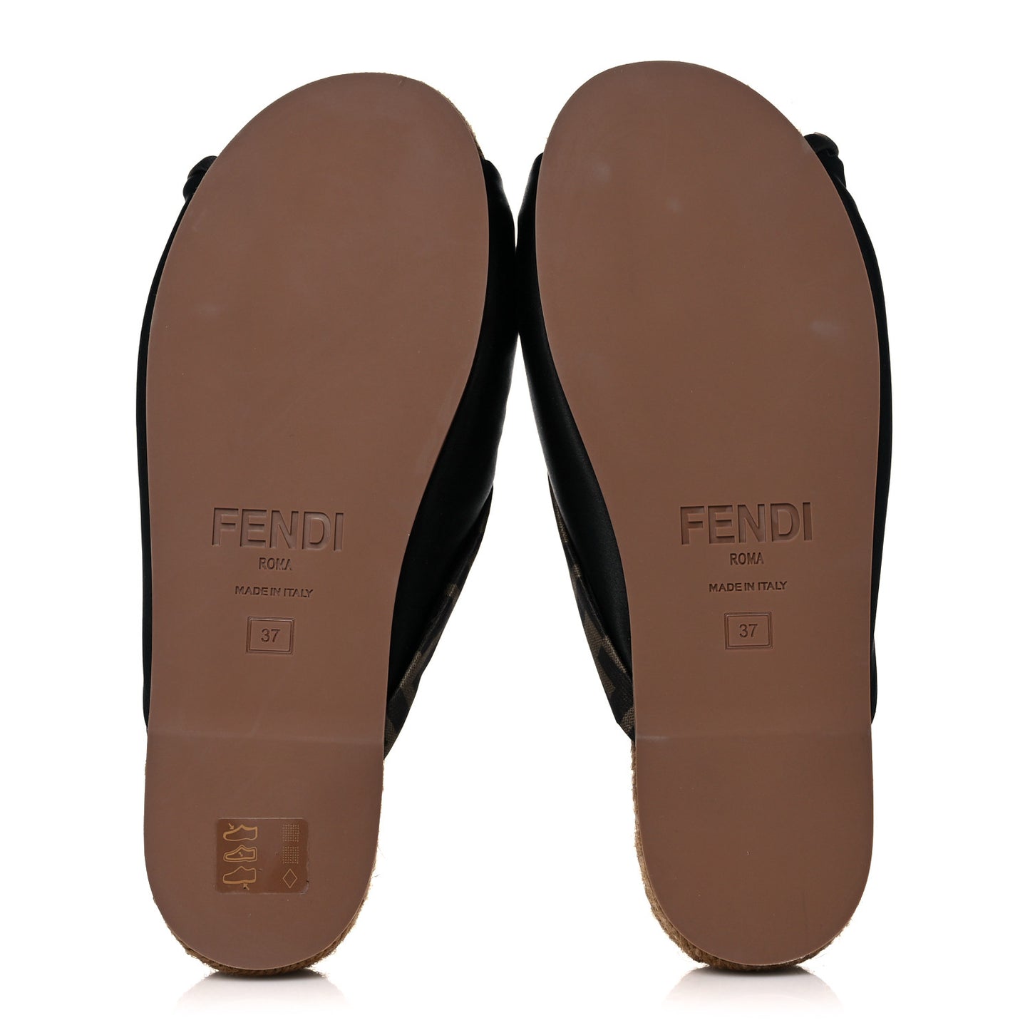 Satin FF Twist Espadrille Slide Sandal 37 Black Tobacco