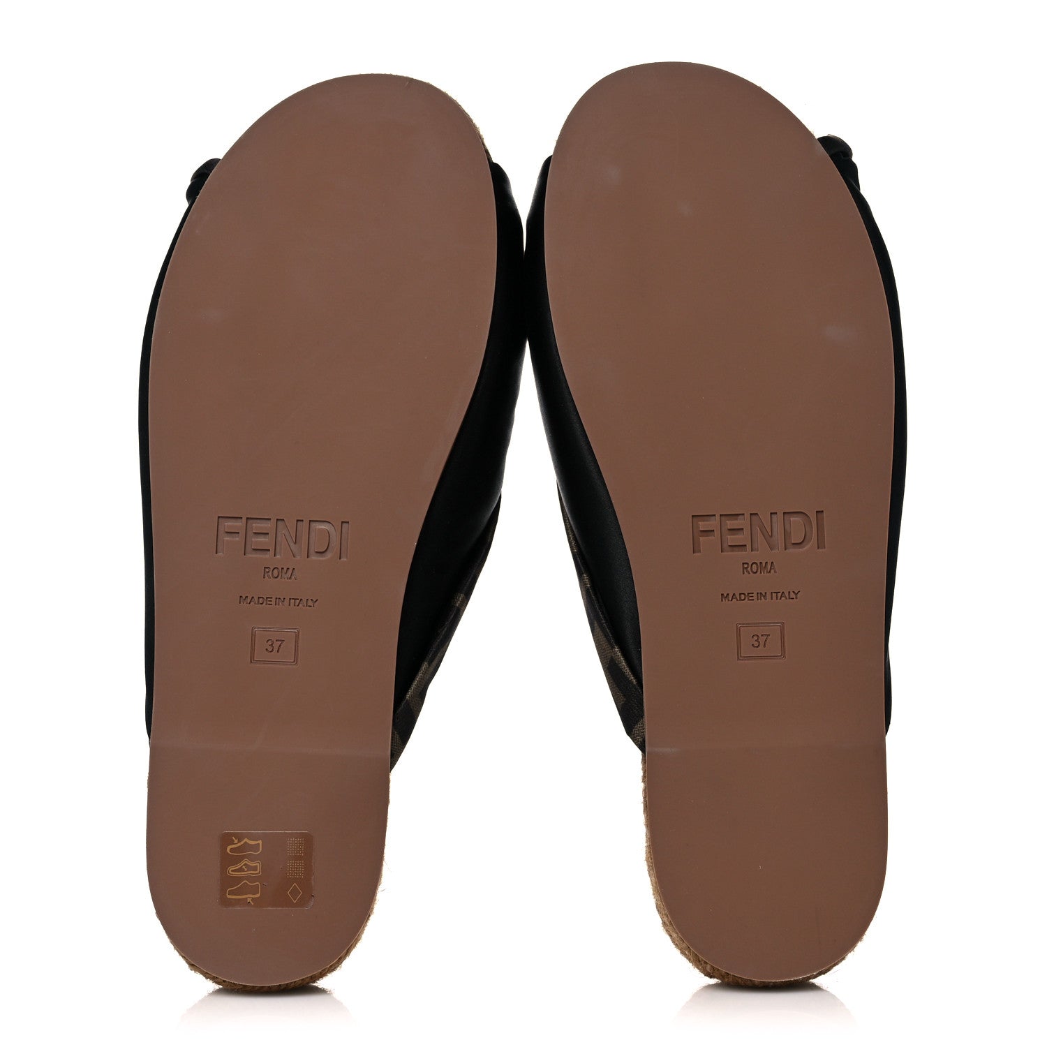 Fendi Satin FF Twist Espadrille Slide Sandal 37 Black Tobacco 5 of 7