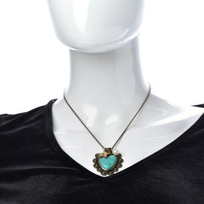 Christian Dior Metal Pearl Heart Necklace Aged Gold 2 of 6