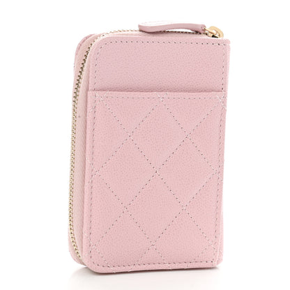 Chanel Caviar Quilted Zip Card Holder Pink 3 of 8
