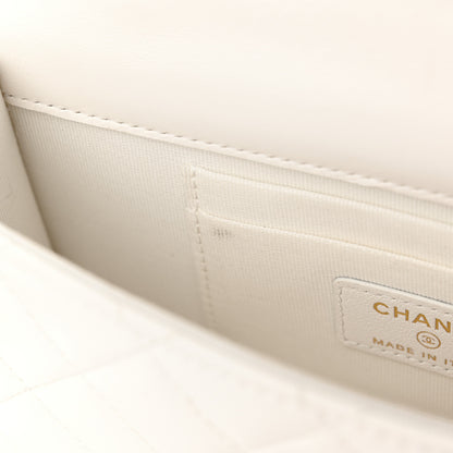 Chanel Lambskin Pearl Crystal Quilted Pearly Girl Handle Flap Phone Holder With Chain White 11 of 11