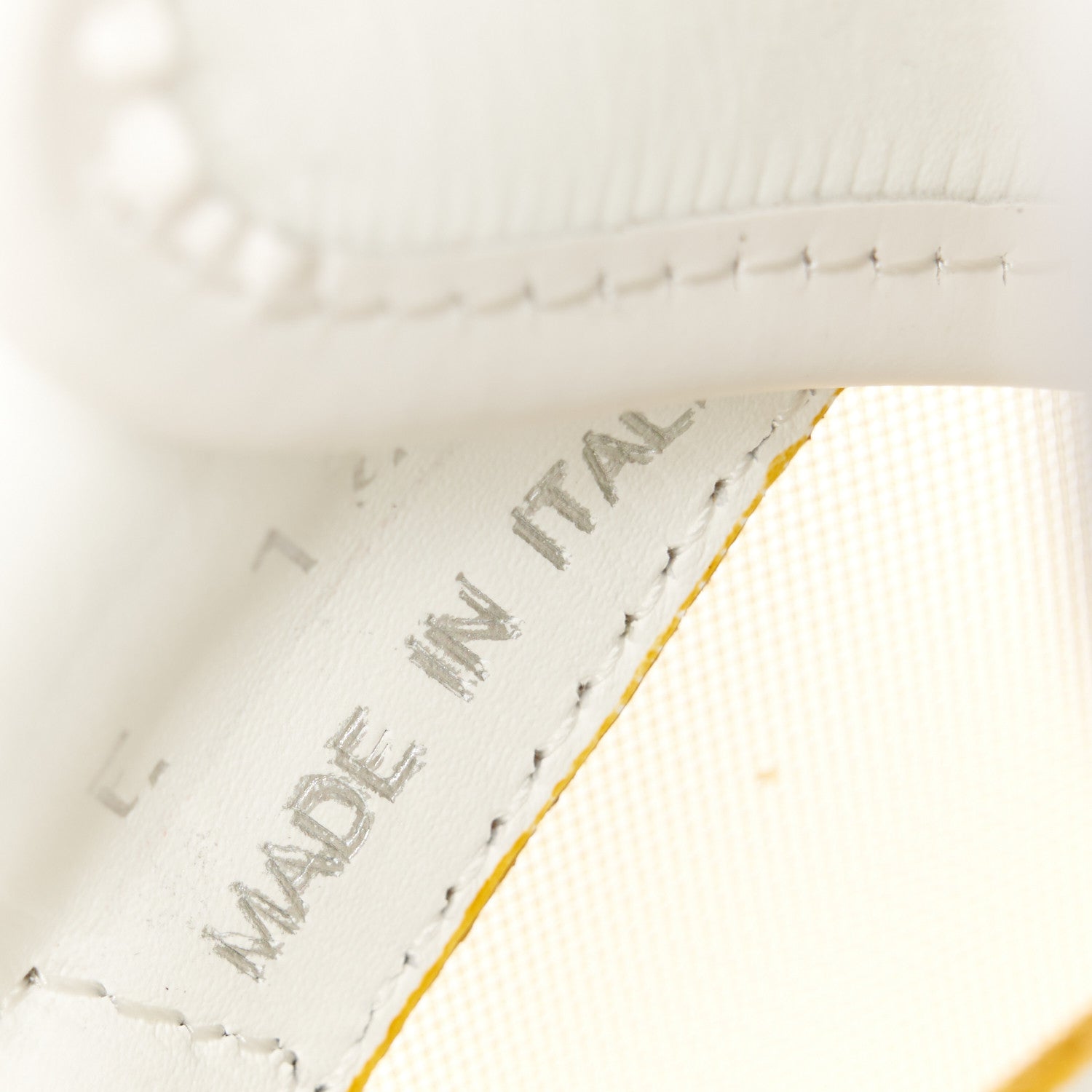 Fendi Grained Calfskin Fabric Mesh Mens Fancy Low Top Sneakers 42 White Yellow 9 of 11