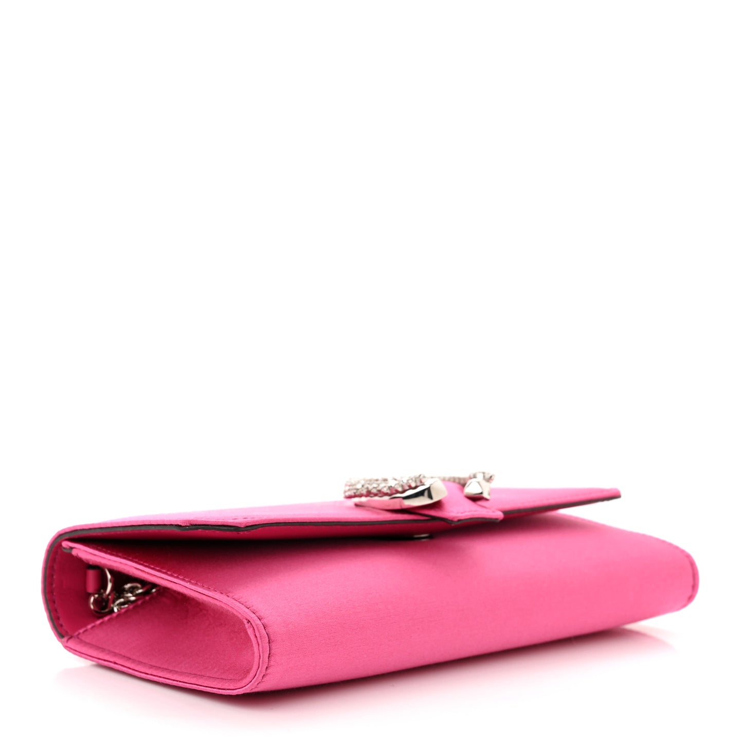 Satin Crystal Madeline Wallet On Chain Pink