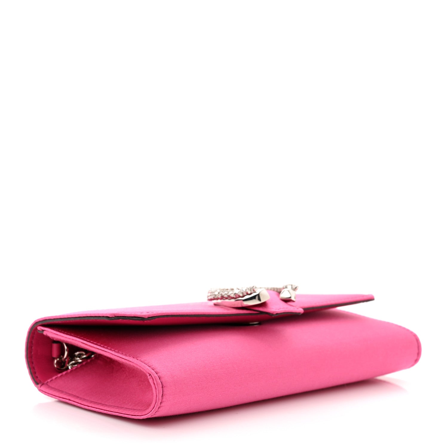Jimmy Choo Satin Crystal Madeline Wallet On Chain Pink 4 of 11