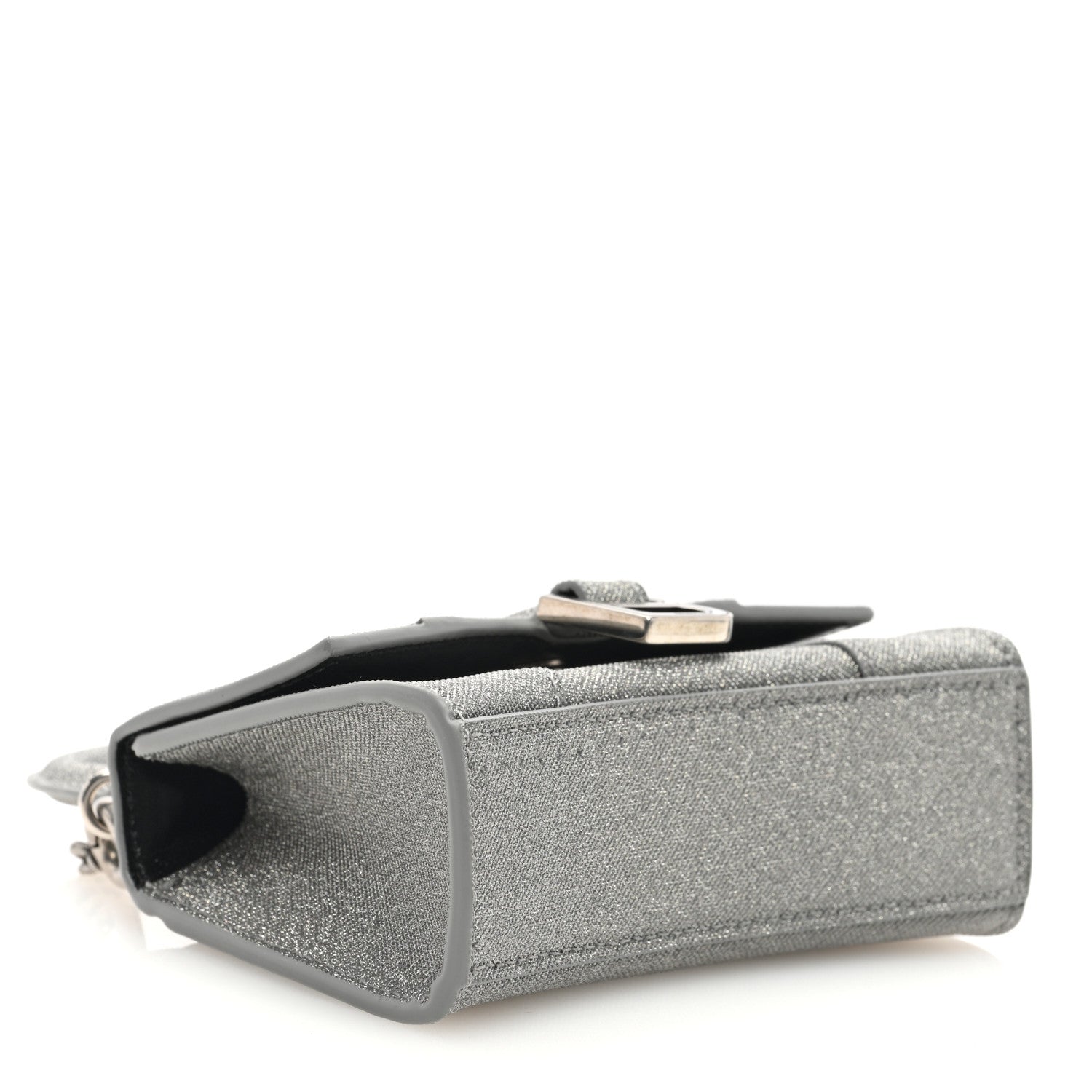 Balenciaga Glitter Fabric Hourglass Top Handle Bag Mini with Chain Grey 4 of 9
