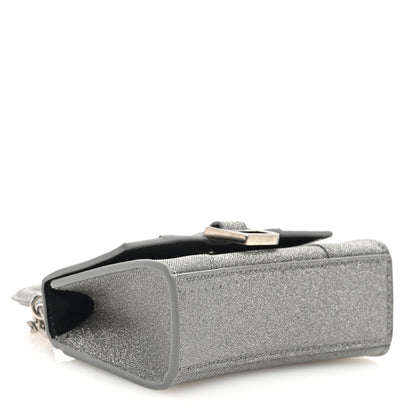 Balenciaga Glitter Fabric Hourglass Top Handle Bag Mini with Chain Grey 4 of 9