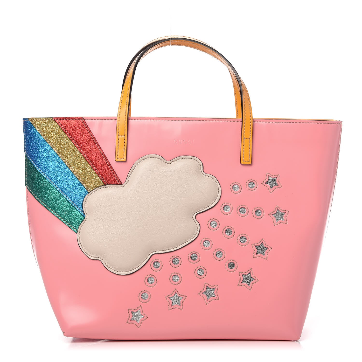 Gucci Calfskin Childrens Rainbow Tote Lotus Pink Crop Multicolor 1 of 9