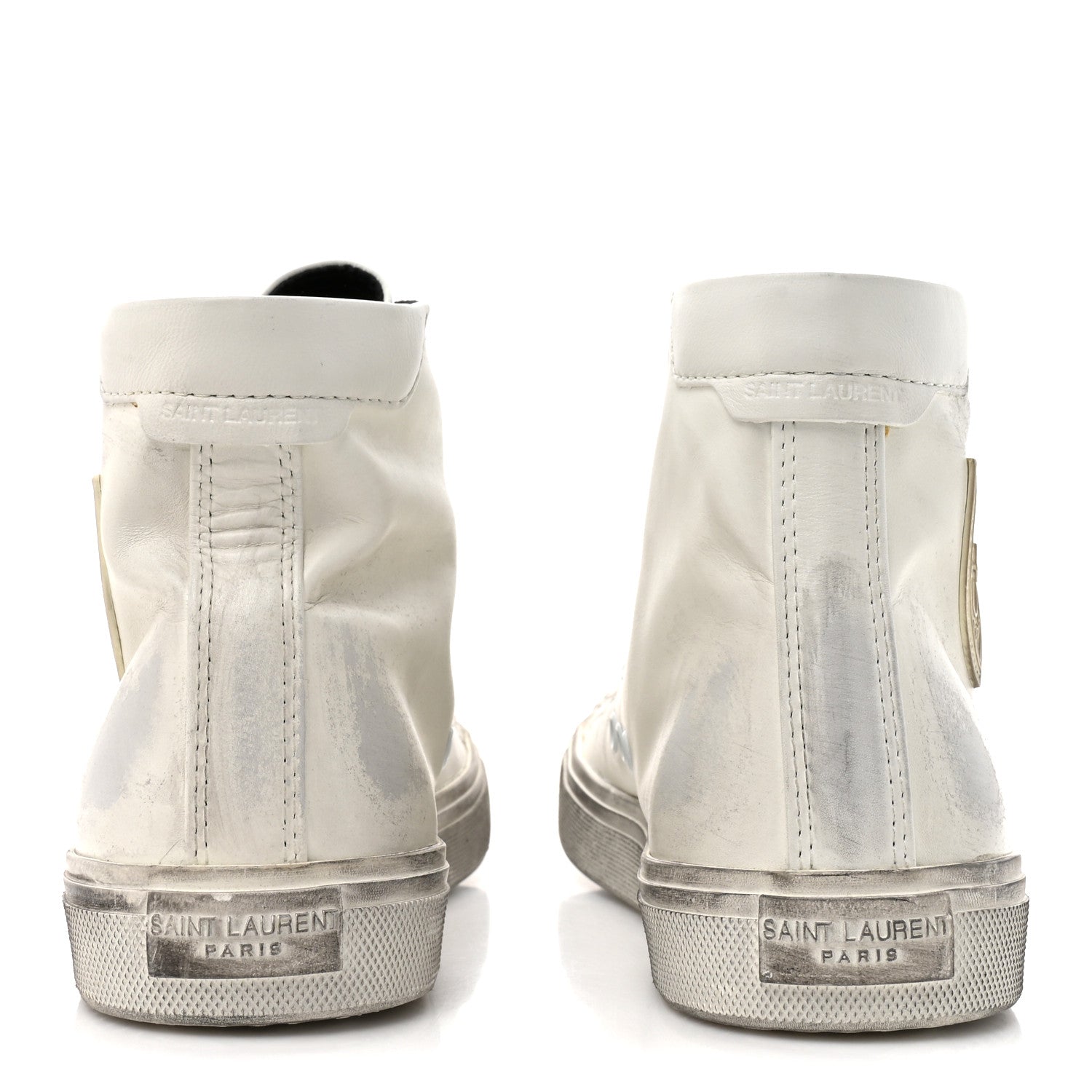 Saint Laurent Distressed Calfskin Bedford Logo-Appliqued Hightop