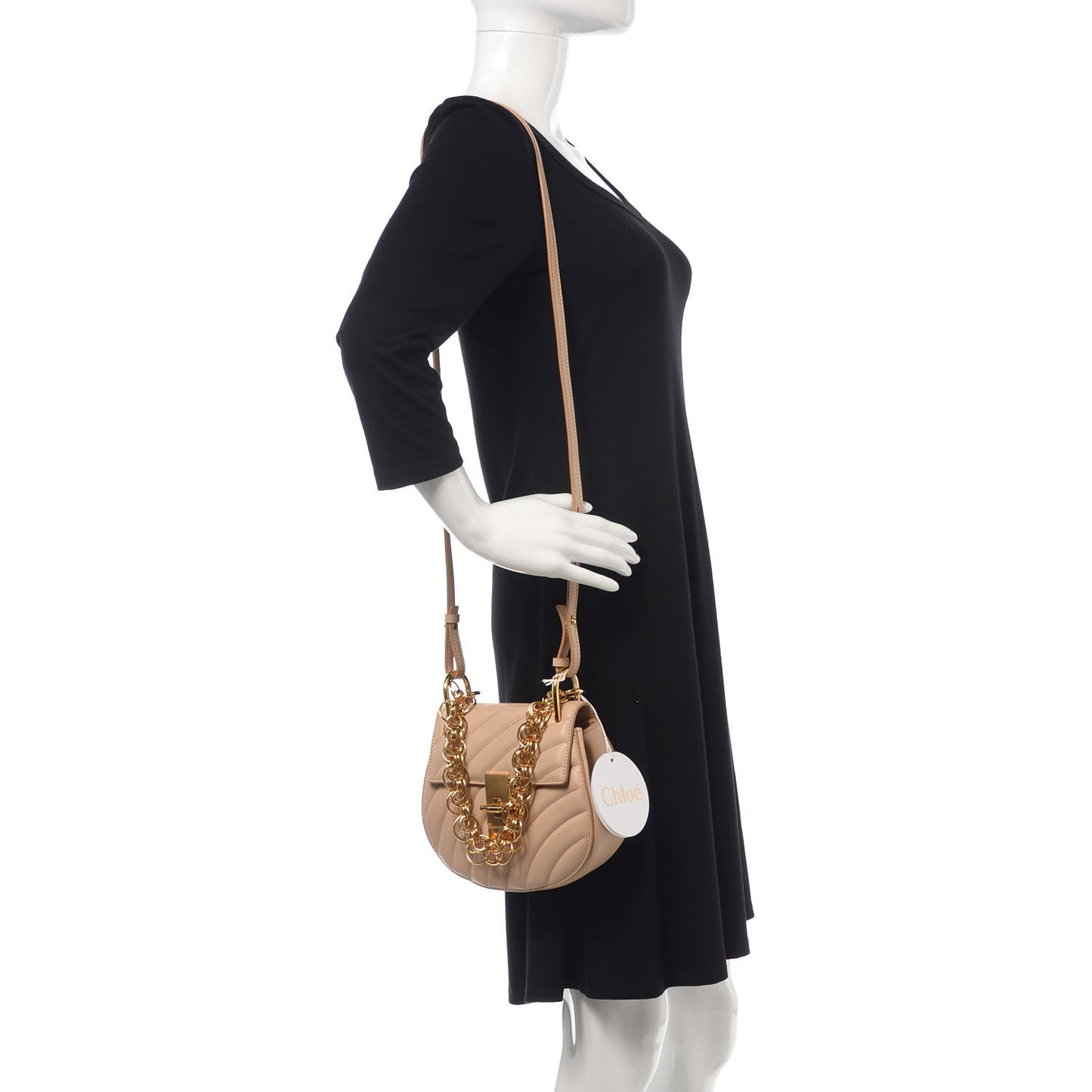 Calfskin Quilted Mini Drew Bijou Shoulder Bag Pearl Beige