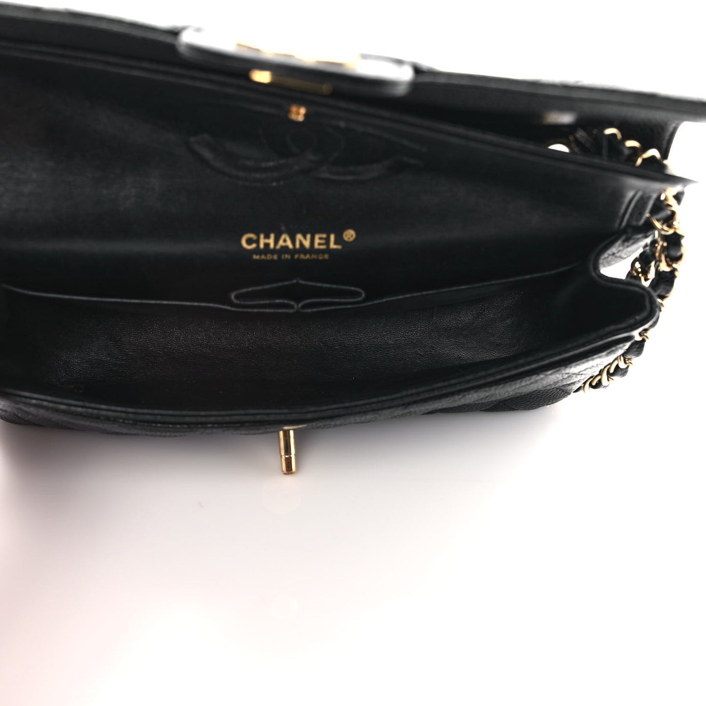 Caviar Quilted Medium Double Flap Black