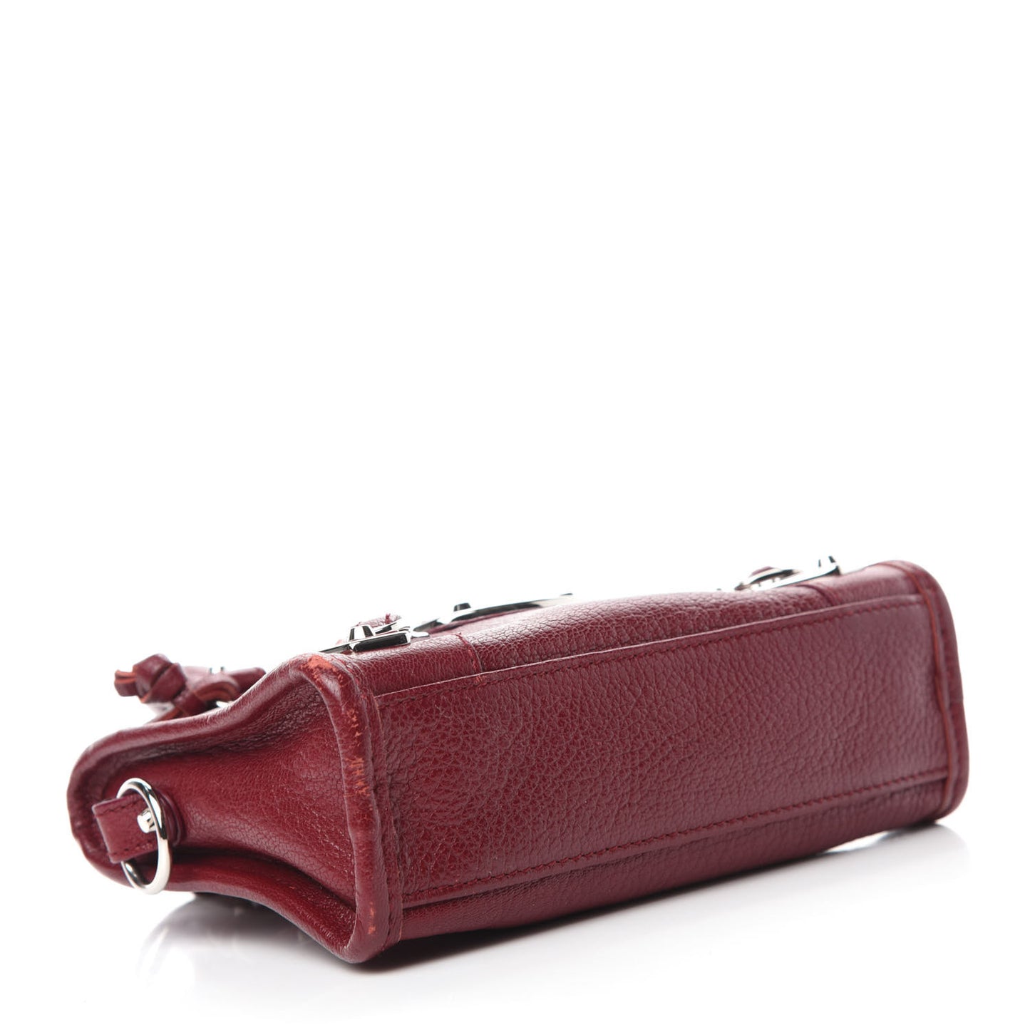 Chevre Silver Metallic Edge Hardware Nano City Rouge Lie De Vin