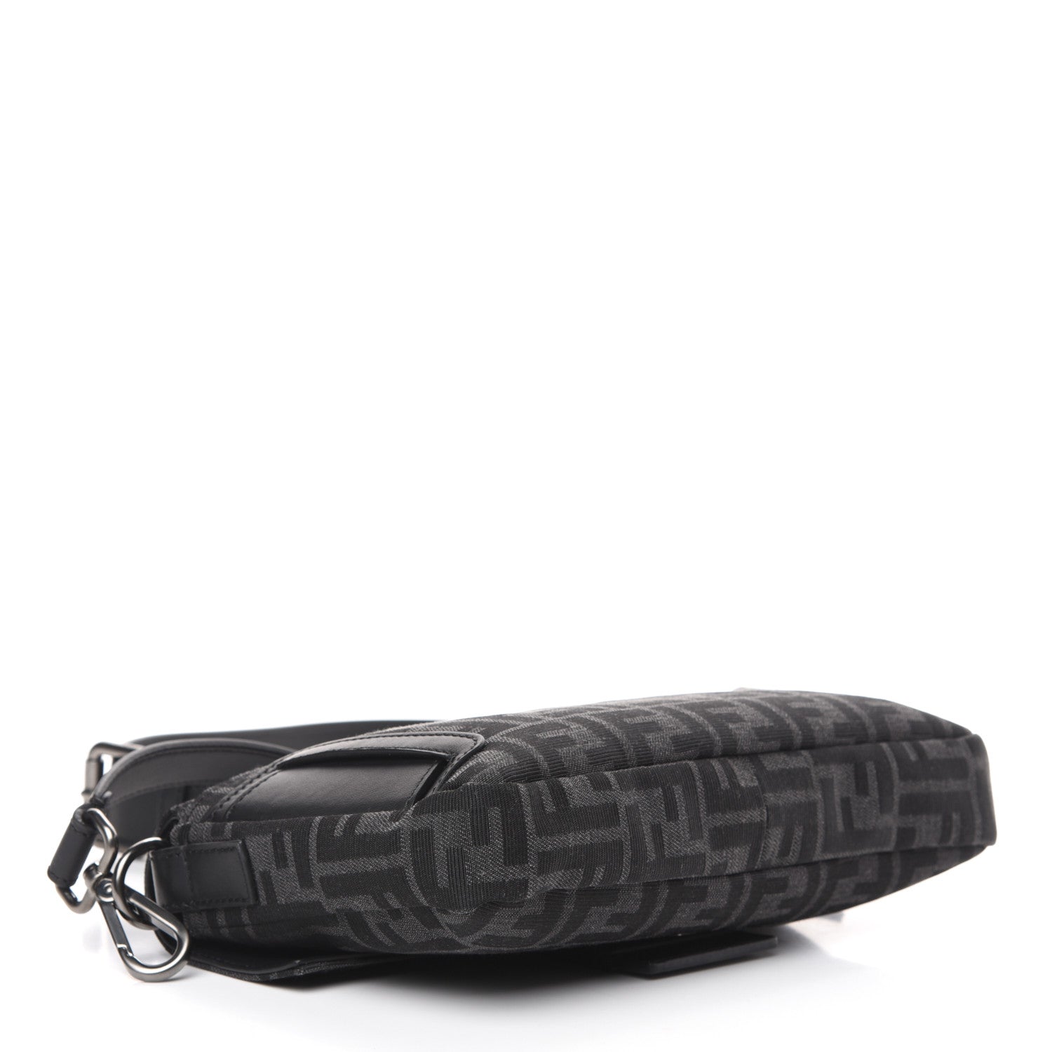 Fendi Recycled Fabric Jacquard Vitello Grace FF 1974 Belt Baguette Bag Asfalto Black 4 of 9
