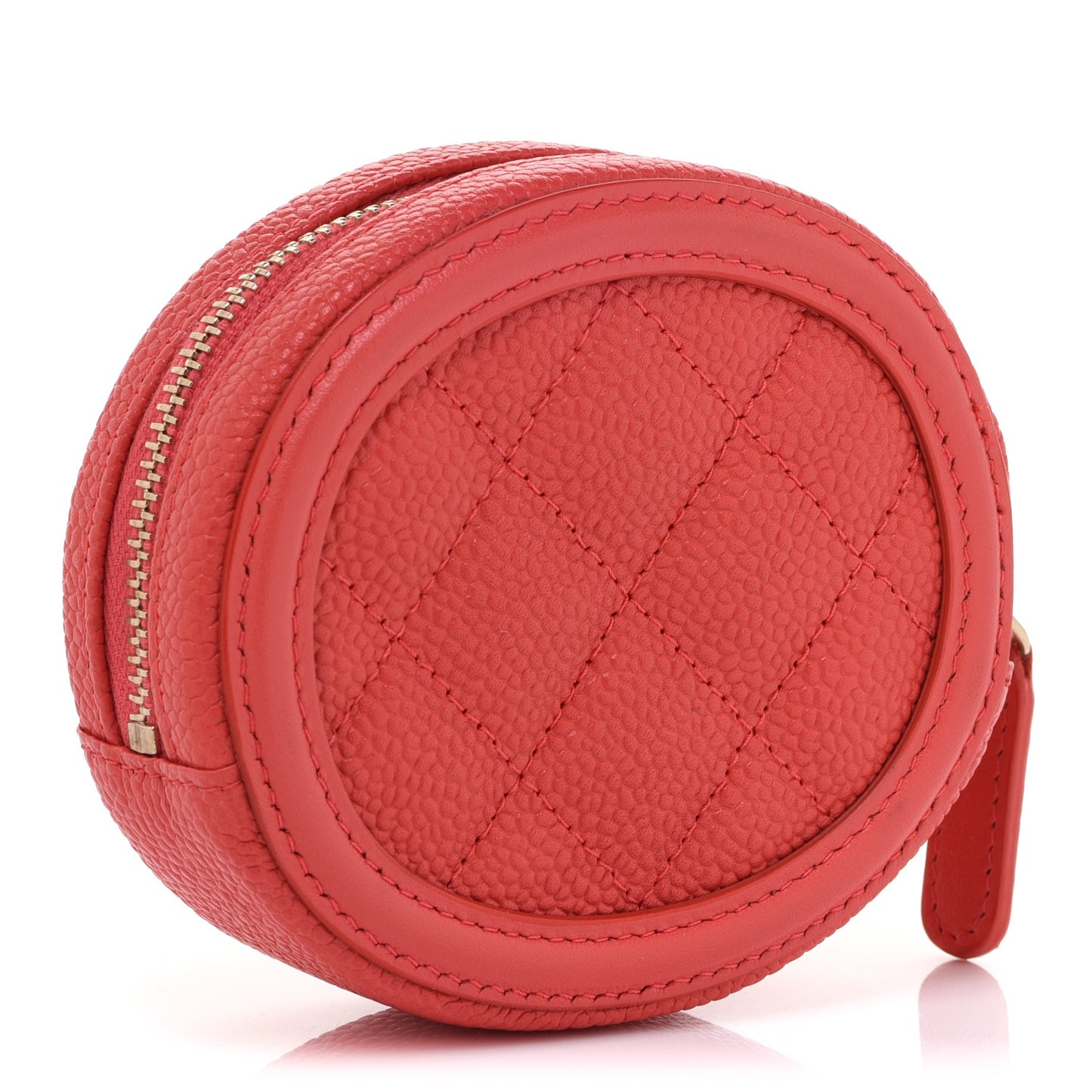 Caviar Quilted Filigree Zip Around Classic Coin Purse Red