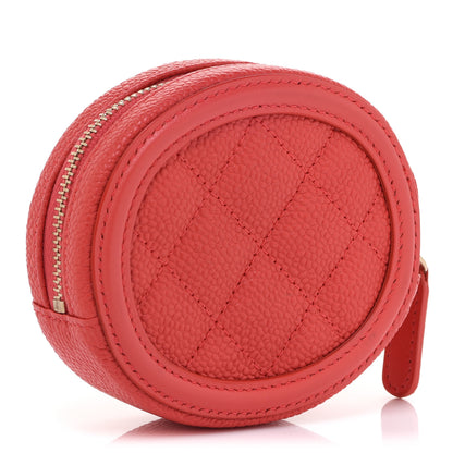 Chanel Caviar Quilted Filigree Zip Around Classic Coin Purse Red 3 of 8