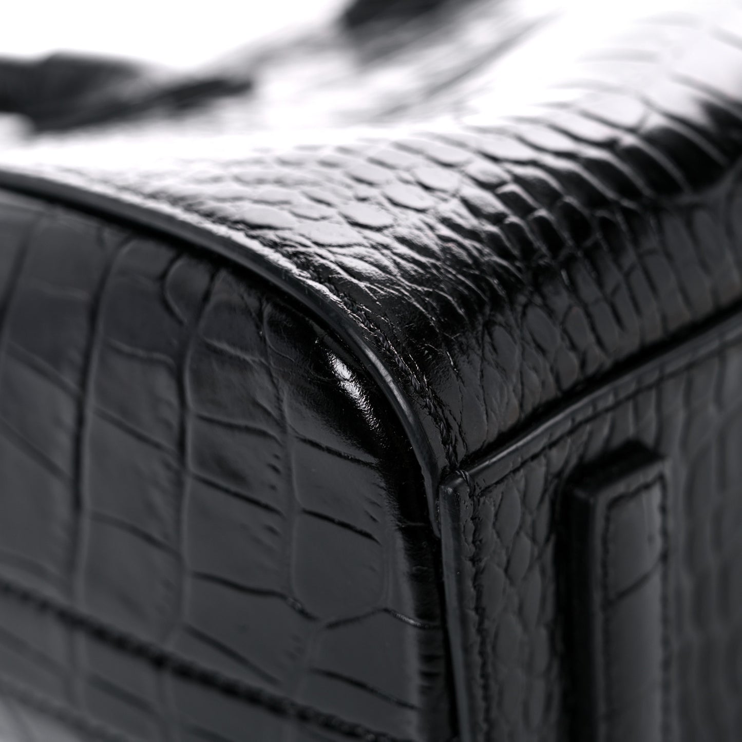 Calfskin Crocodile Embossed Mini Antigona Black