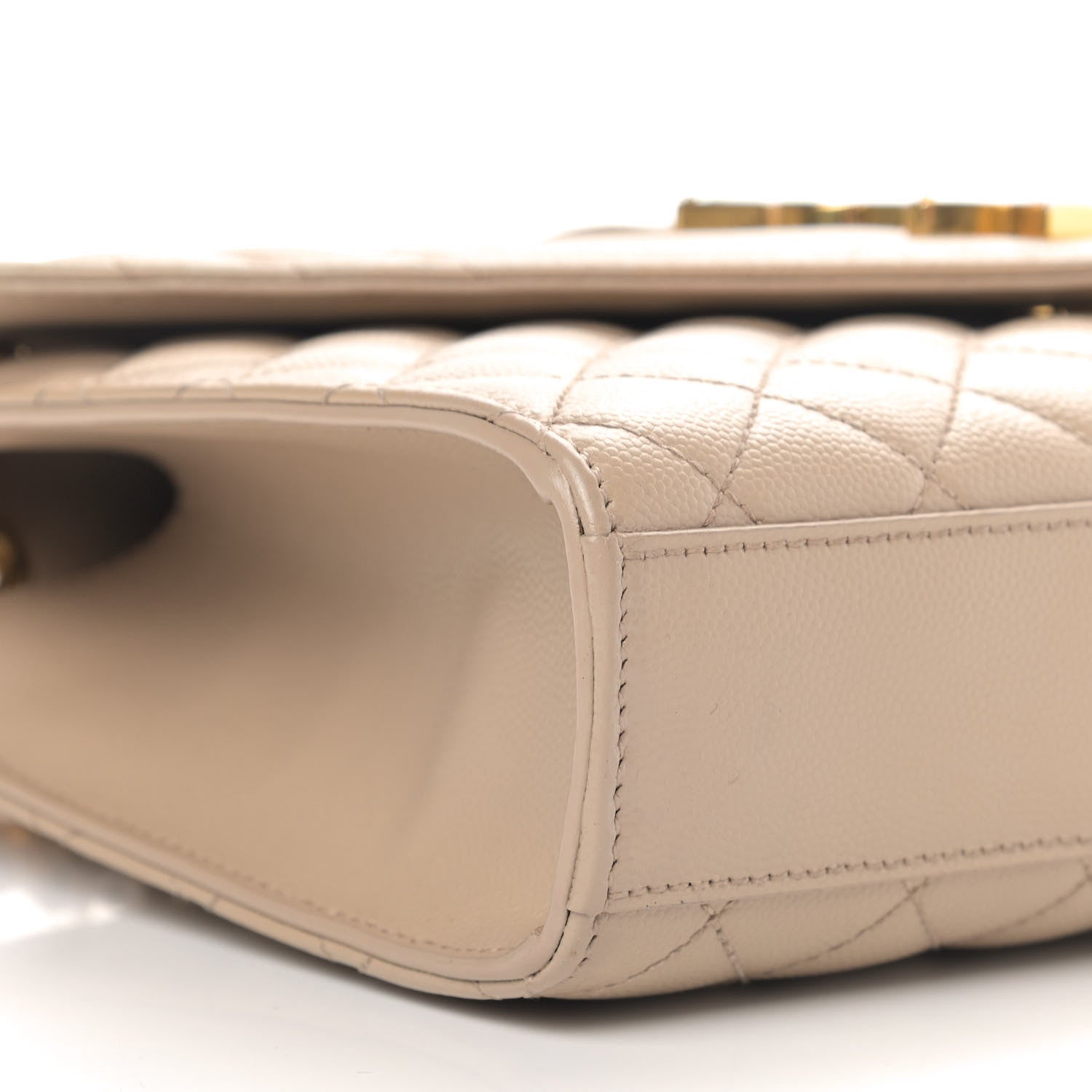 Saint Laurent Grain De Poudre Textured Mixed Matelasse Medium Triquilt Monogram Satchel Dark Beige 6 of 11