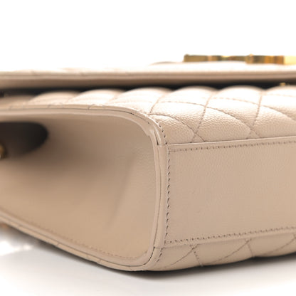 Saint Laurent Grain De Poudre Textured Mixed Matelasse Medium Triquilt Monogram Satchel Dark Beige 6 of 11