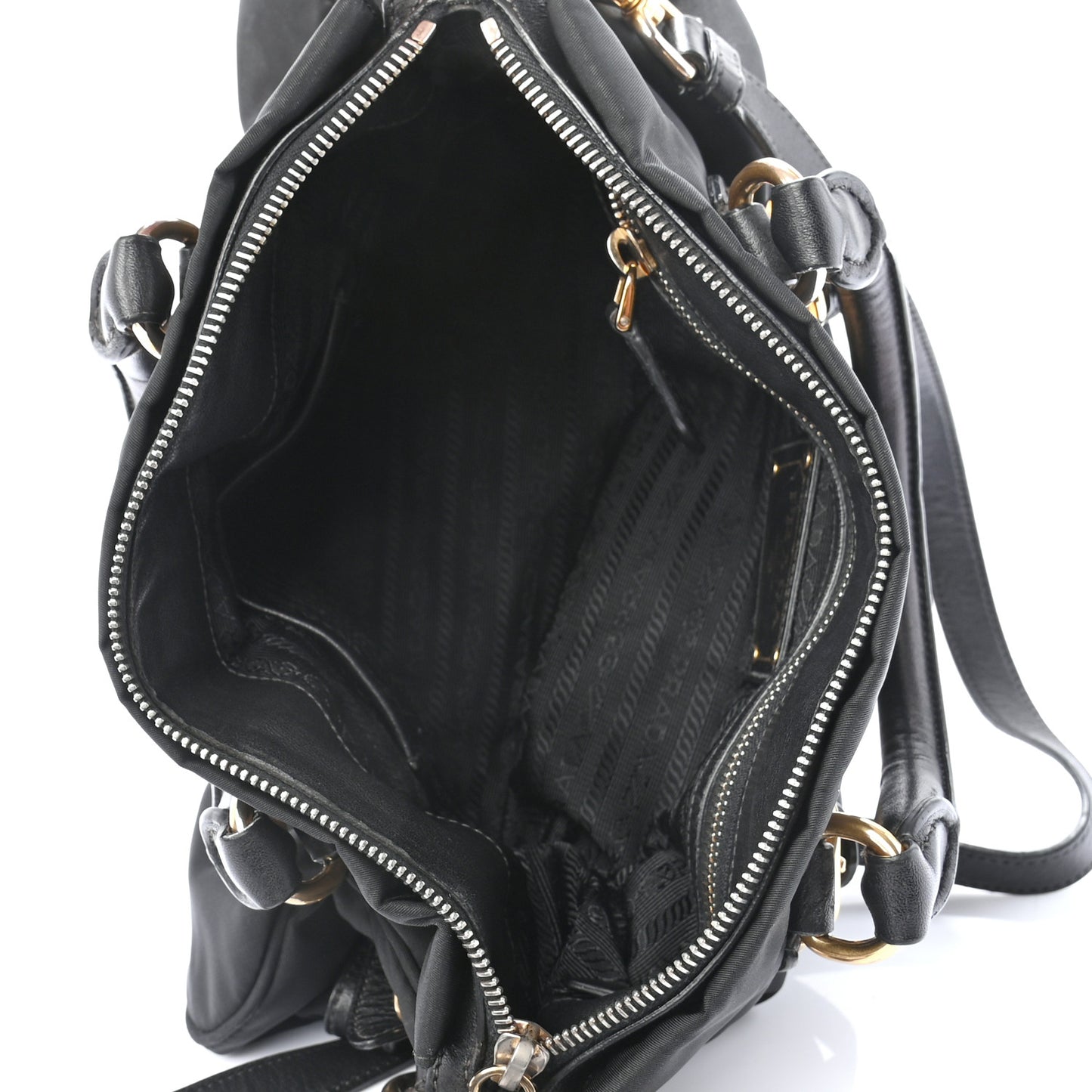 Tessuto Nylon Soft Calfskin Shopping Satchel Black