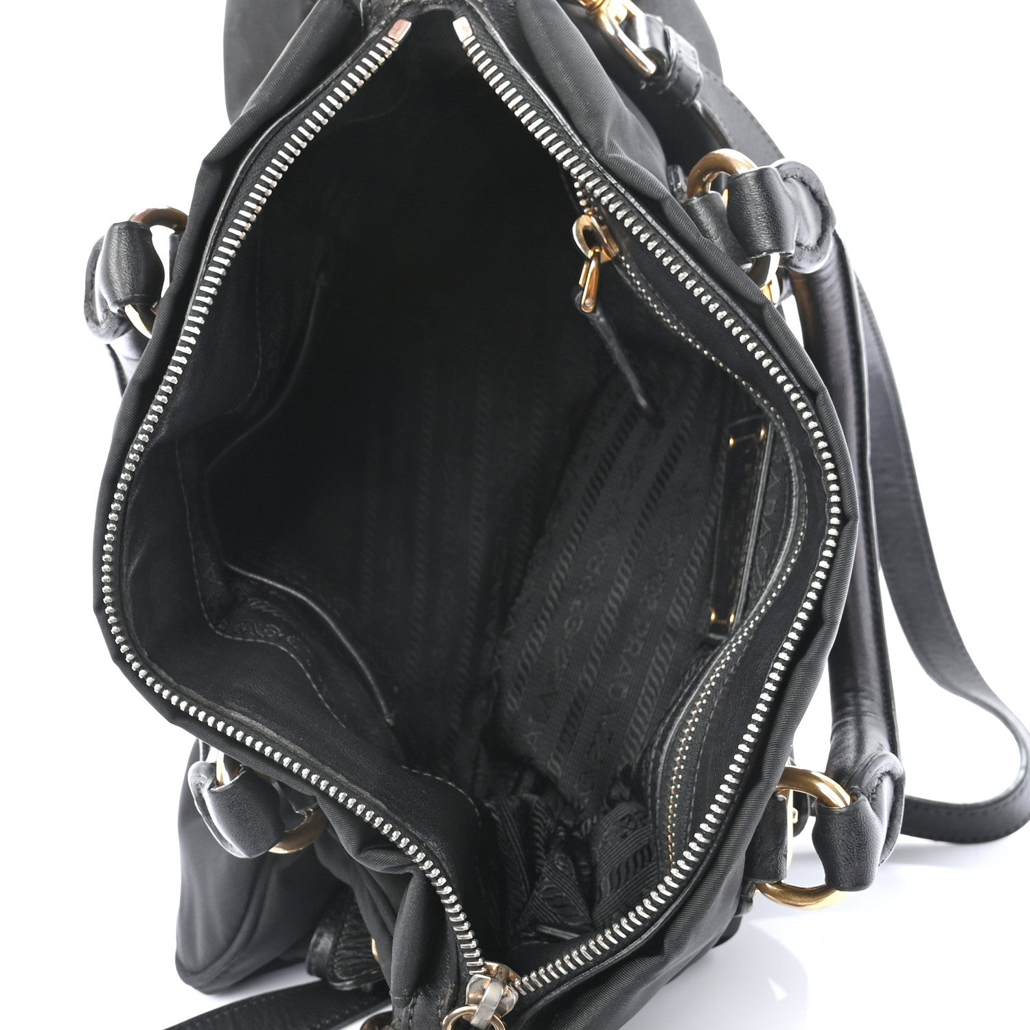 Prada Tessuto Nylon Soft Calfskin Shopping Satchel Black 5 of 8