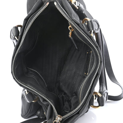 Prada Tessuto Nylon Soft Calfskin Shopping Satchel Black 5 of 8