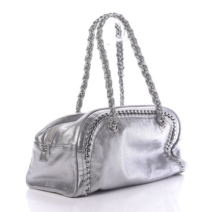 Chanel Metallic Goatskin Medium Luxe Ligne Bowler Silver 3 of 11
