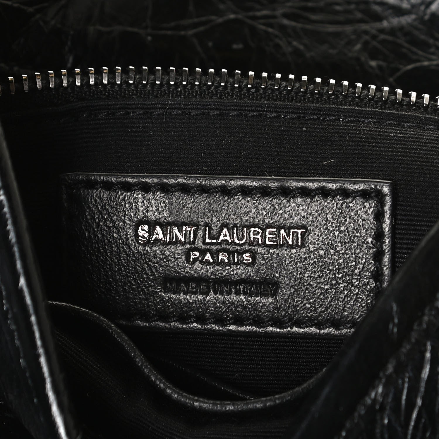 Saint Laurent Crinkled Calfskin Matelasse Monogram Niki Chain Wallet Black 6 of 11