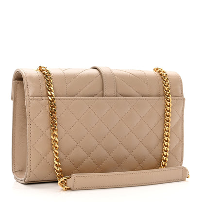 Saint Laurent Grain De Poudre Textured Mixed Matelasse Triquilt Small Monogram Satchel Dark Beige 3 of 11