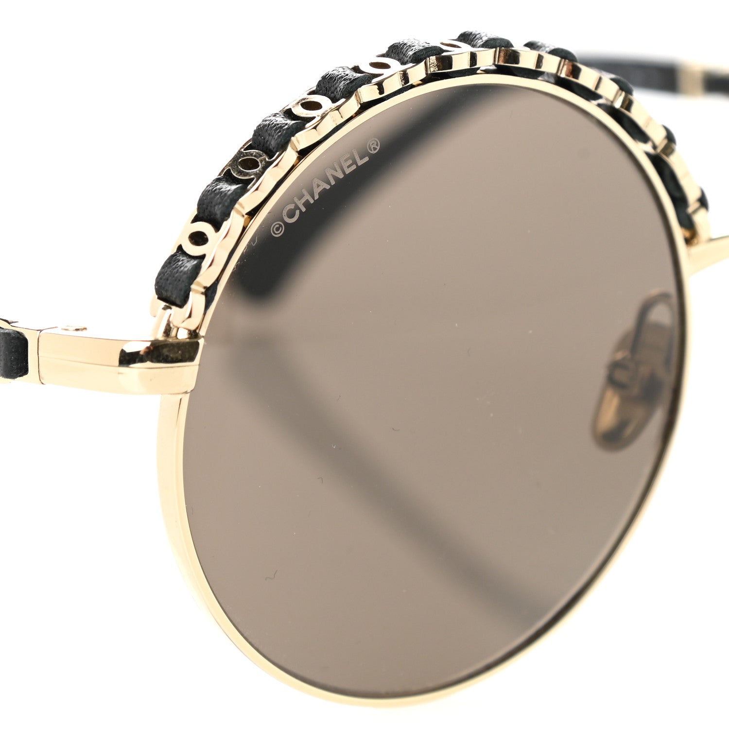 Chanel Metal Calfskin Round Chain Sunglasses 4265-Q Black 8 of 9