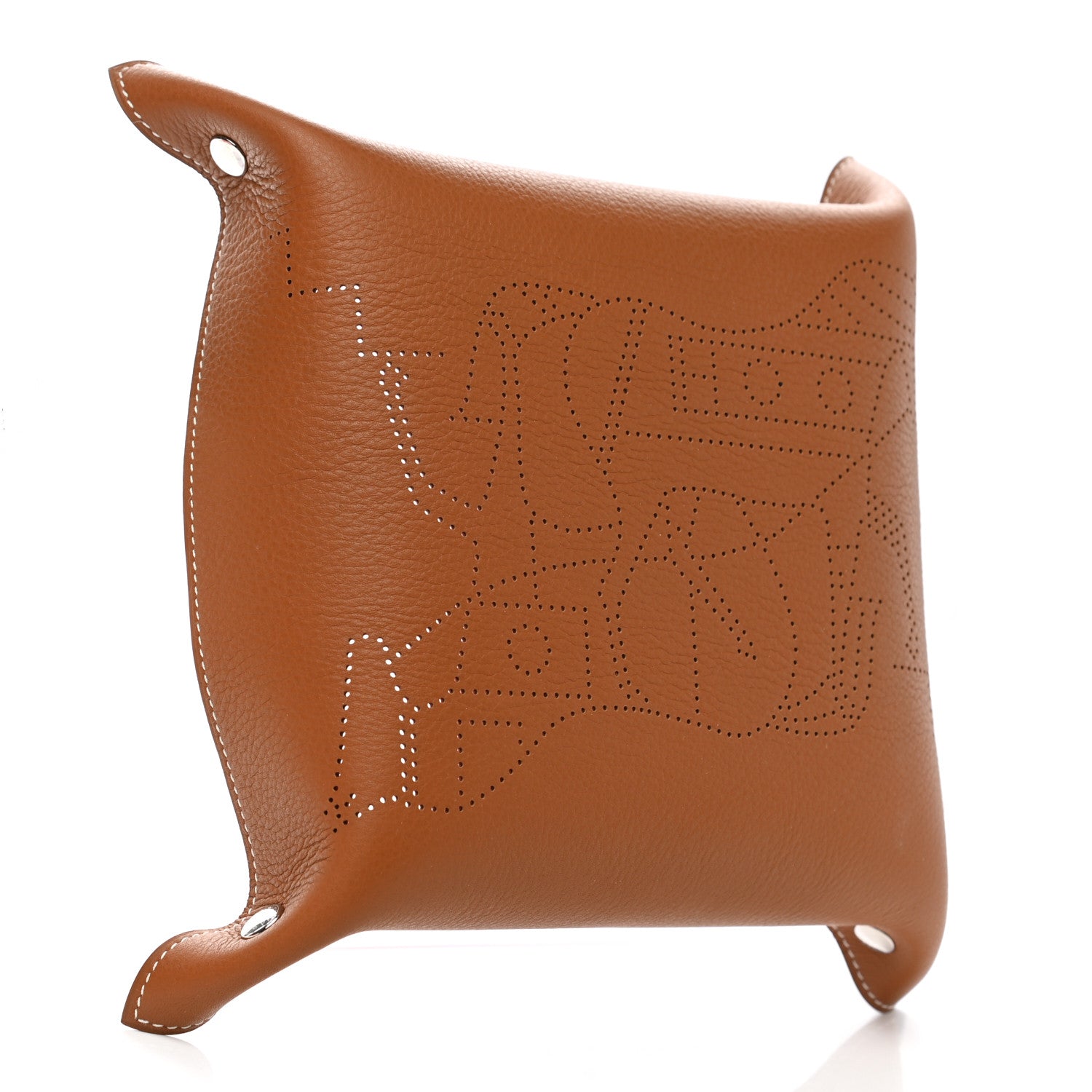 Hermes Taurillon Clemence Mises et Relances Double Horse Change Tray Tuile Fauve 3 of 6